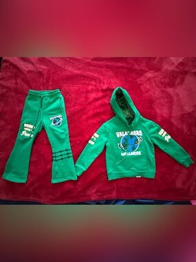 Valabasas Kids Green Hoodie & Stacked Jogger Set